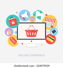Online shopping concept vector illustration, flat style