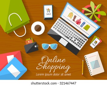Online shopping concept. Vector illustration