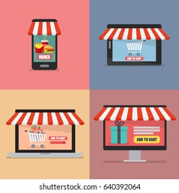 Online shopping concept. Vector illustration