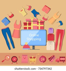 Online shopping concept. Vector illustration.