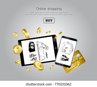 Online shopping concept. Vector illustration.