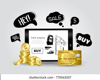 Online shopping concept. Vector illustration.