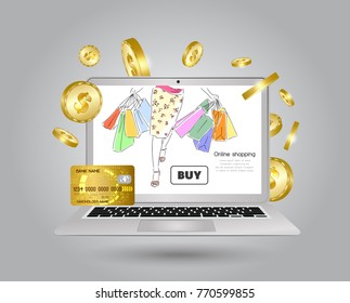 Online shopping concept. Vector illustration.