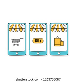Online shopping concept vector illustration,thin line flat desig for website and mobile website. Easy to use.
