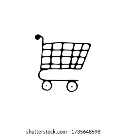 online shopping concept vector isolated doodle sketch line.Hand drawn black sketch.basket,purchases.Sign symbol. Decoration element.White background. Flat design.

