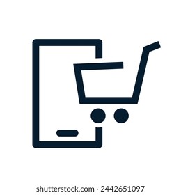 Concepto de compras en línea. Icono lineal de vector aislado sobre fondo blanco.
