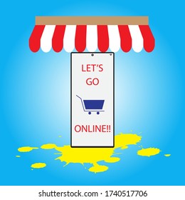 Online shopping concept vector with smartphone