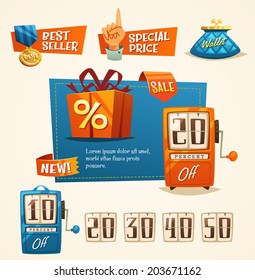 Online shopping concept. Web elements. Vector illustration.