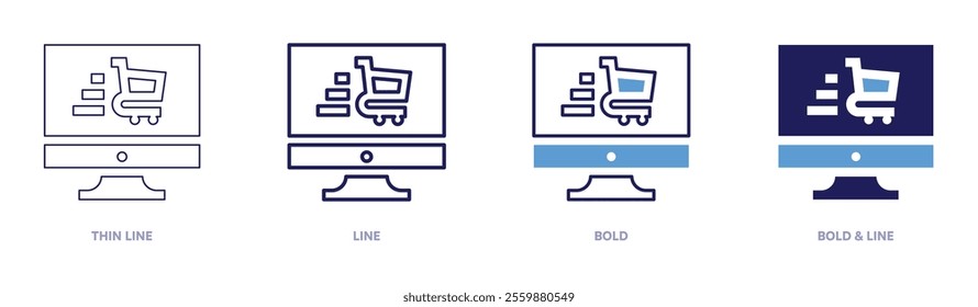 Online shopping coupon codes icon in 4 different styles. Thin Line, Line, Bold, and Bold Line. Duotone style. Editable stroke.