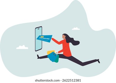 Online shopping credit card payment, e-commerce website purchase product.character for design.