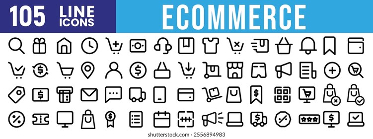 Online shopping and delivery elements and Ecommerce icon set