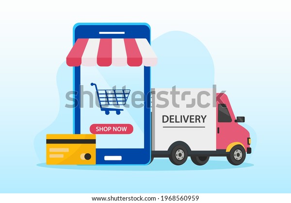 Online shopping delivery landing page website\
illustration flat vector\
template