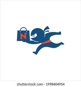 online shopping delivery ninja illustration image