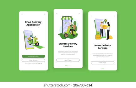 Online shopping with delivery service illustration on onboard screen concept svg