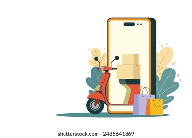 Entrega de compras en línea. Servicio de marketing en línea concepto. ilustración Vector