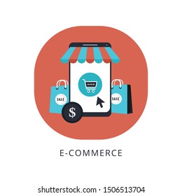 Online shopping design concept with flat style