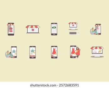 Online Shopping Design Element Set
