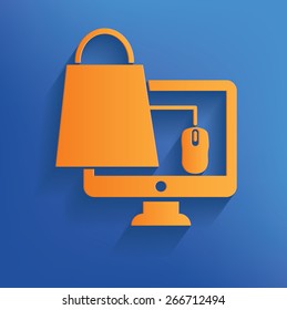 Online shopping design on blue background,clean vector