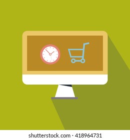 Online Shopping Design vector in color backdrop