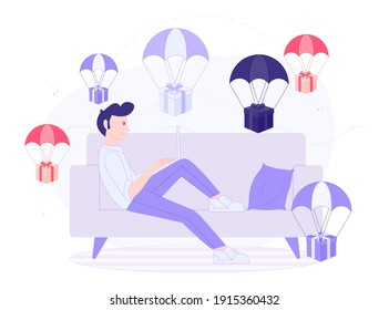 Online shopping design vector illustration cartoon flat design modern style 