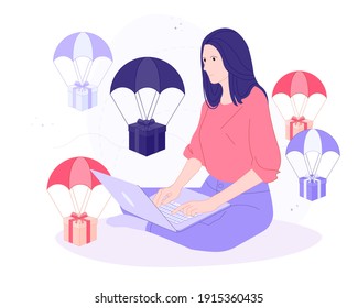 Online shopping design vector illustration cartoon flat design modern style 