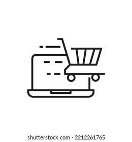 Online shopping with desktop computer. on white background. illustration