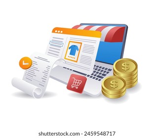 Online-Shopping Details e-Commerce-Markt Infografik flache isometrische 3D-Illustration