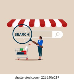 Online shopping. Digital shop smartphone app or pc browser. Flat vector illustration.
