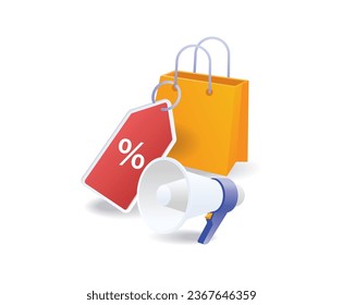 Online shopping discount campaign flat illustration concept