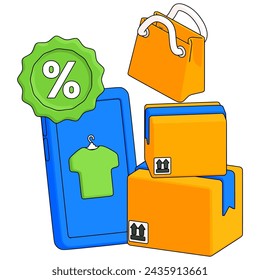 Online shopping discount element. Vector illustration with e-commerce theme. Editable vector element.