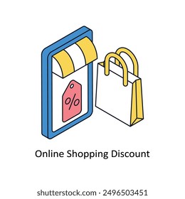 Online Shopping Discount Isometric style icon. Symbol on White background EPS 10 File 