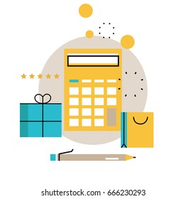 Online shopping, discount offer, budget management, gifts and bonuses, e-commerce, purchasing online vector illustration design for mobile and web graphics