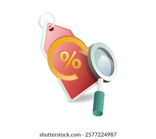 Online shopping discount percentage concept illustration