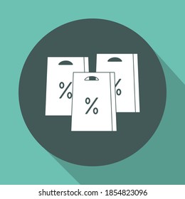 Online shopping.  Discount.   Vector  line icon.  Pictogram with shadow. Concept of mobile ordering