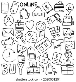 Online Shopping Doodle Icon Set