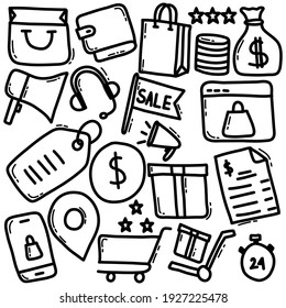 Online Shopping Doodle Icon Vector