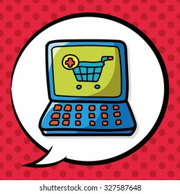 online shopping doodle, speech bubble