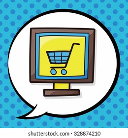 online shopping doodle, speech bubble