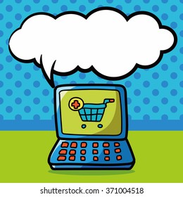 online shopping doodle, speech bubble