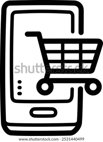 Online shopping doodle vector icon and illustration