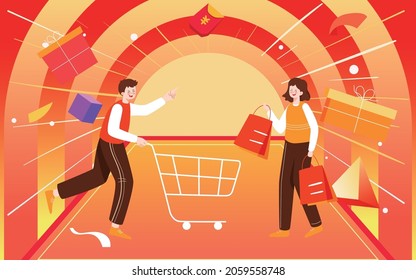 Online shopping double 11 Shopping Festival illustration Internet e-commerce Carnival Poster