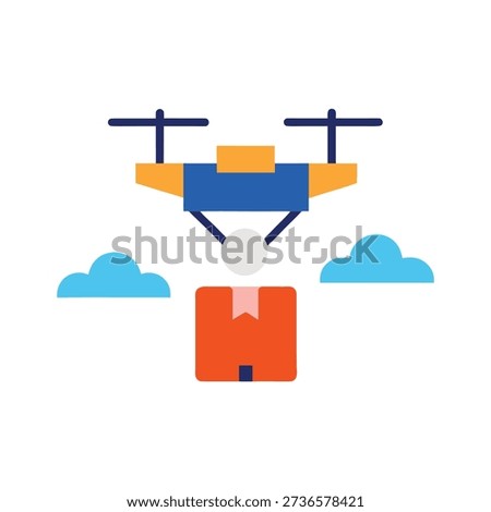 Online shopping drone delivery concept illustration showing seamless ecommerce fulfillment experience fast modern aerial service