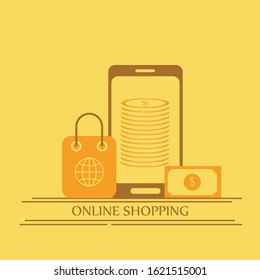 Online shopping, e commerce. Flat design graphic elements