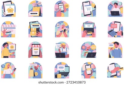 Online Shopping And E Commerce Illustrations. Perfect modern pictogram on editable stroke.