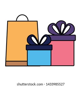 online shopping ecommerce bag and gifts vector illustration
