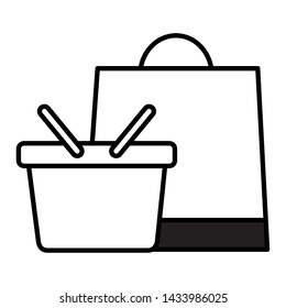 online shopping ecommerce basket and bag vector illustration