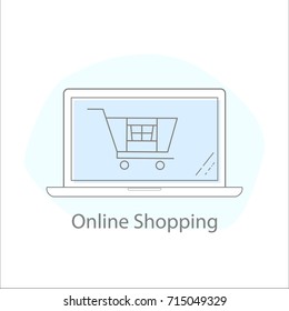 Online shopping and e-commerce concept. Flat design vector.