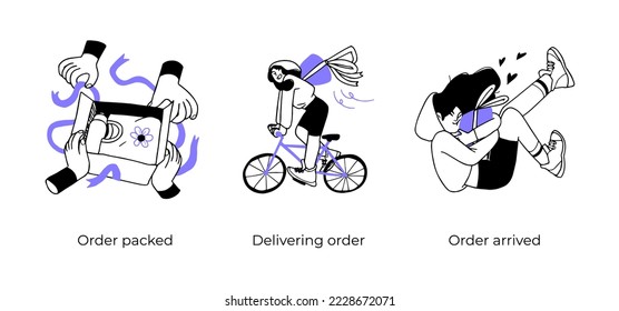 Online shopping and E-commerce concept set. Sale, orders, online payment, delivery, loyalty program. Visual stories collection