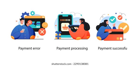 Online shopping and E-commerce concept set. Sale, orders, online payment, delivery, loyalty program.
