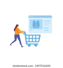 Online-Shopping und E-Commerce-Konzept festgelegt. Verkauf, Bestellungen, Online-Zahlung, Lieferung, Treueprogramm.  Kunde beim Verkauf. App auf Mobiltelefon und Computer.